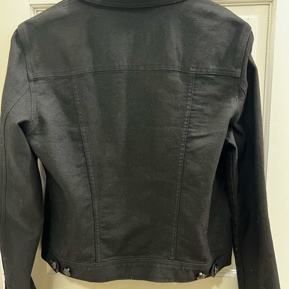 Ralph Lauren Black Subtle Metallic Sheen Denim Jeans Jacket. Womens sz L - Picture 3 of 5